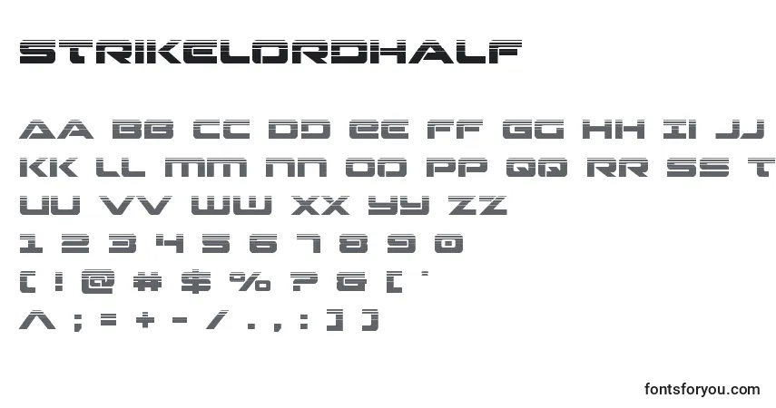 Шрифт Strikelordhalf – алфавит, цифры, специальные символы