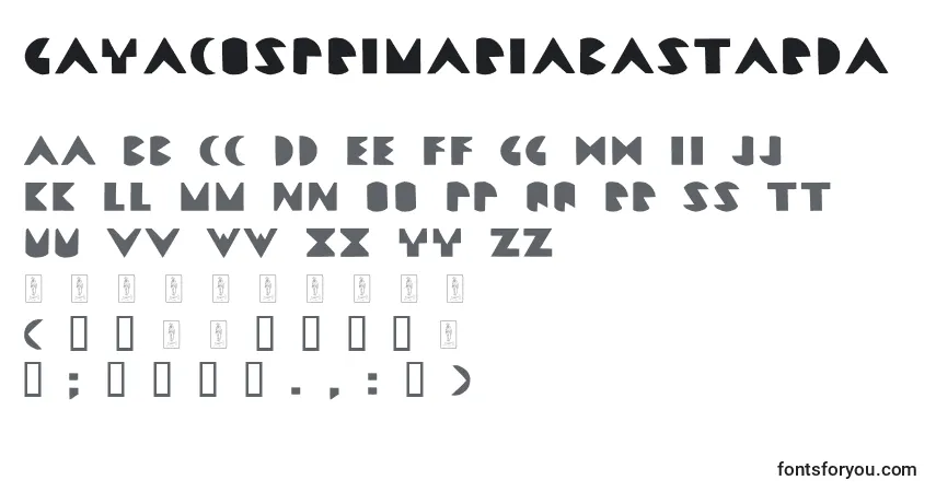 A fonte GayacosPrimariaBastarda – alfabeto, números, caracteres especiais