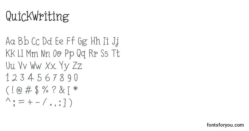 Czcionka QuickWriting – alfabet, cyfry, specjalne znaki