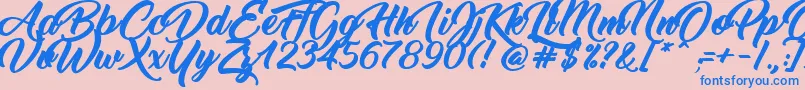 ThinkingOfBetty-Schriftart – Blaue Schriften auf rosa Hintergrund