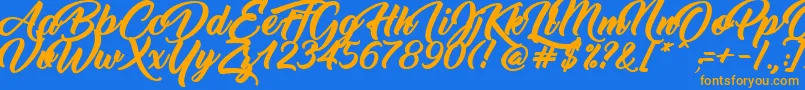 ThinkingOfBetty-Schriftart – Orangefarbene Schriften auf blauem Hintergrund