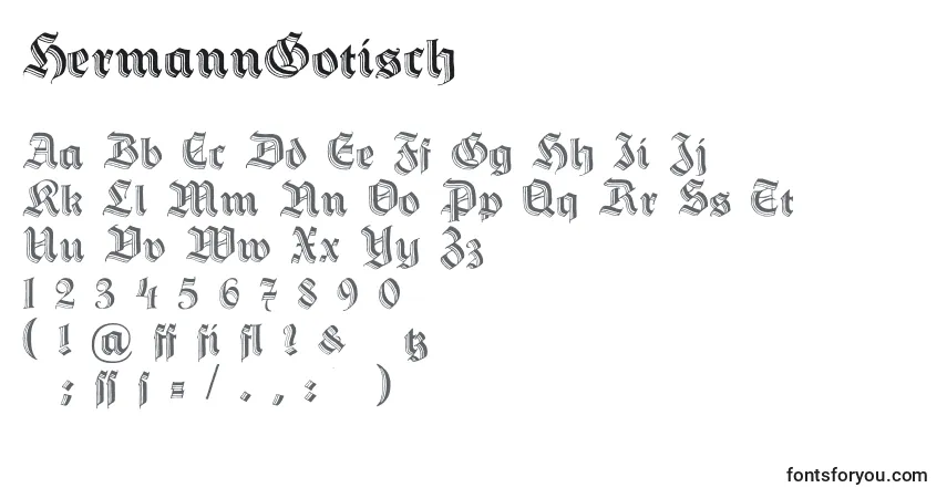 HermannGotisch (80520)-fontti – aakkoset, numerot, erikoismerkit