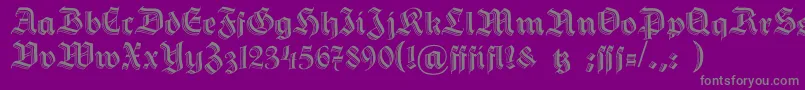 HermannGotisch-Schriftart – Graue Schriften auf violettem Hintergrund