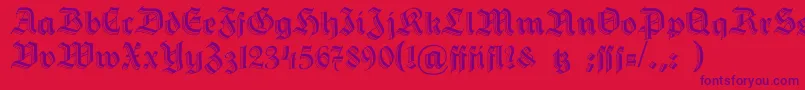 HermannGotisch-Schriftart – Violette Schriften auf rotem Hintergrund