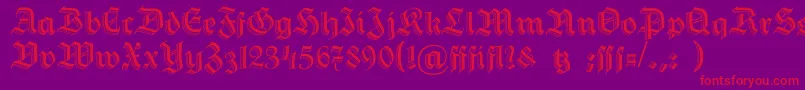 HermannGotisch-Schriftart – Rote Schriften auf violettem Hintergrund