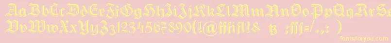 HermannGotisch-Schriftart – Gelbe Schriften auf rosa Hintergrund