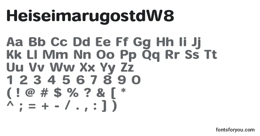 Schriftart HeiseimarugostdW8 – Alphabet, Zahlen, spezielle Symbole