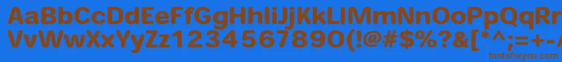 フォントHeiseimarugostdW8 – 茶色の文字が青い背景にあります。