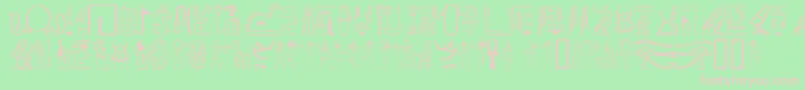 Gwglyptt-Schriftart – Rosa Schriften auf grünem Hintergrund