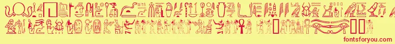 Gwglyptt-Schriftart – Rote Schriften auf gelbem Hintergrund