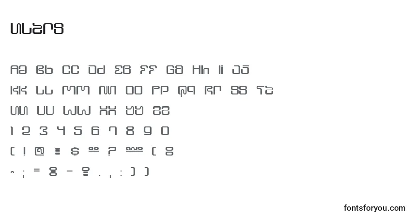 A fonte Ultrs – alfabeto, números, caracteres especiais