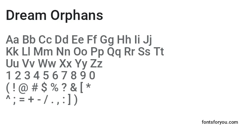 Schriftart Dream Orphans – Alphabet, Zahlen, spezielle Symbole