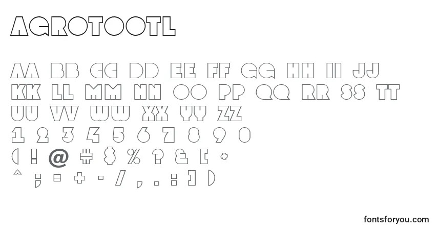 A fonte AGrotootl – alfabeto, números, caracteres especiais