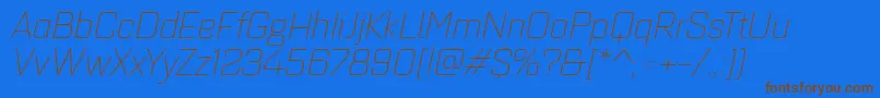 Fonte Quarcaextlightitalic – fontes marrons em um fundo azul