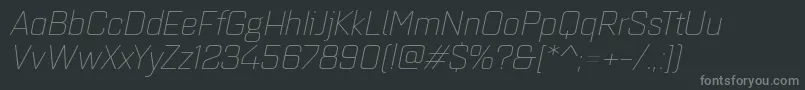 フォントQuarcaextlightitalic – 黒い背景に灰色の文字