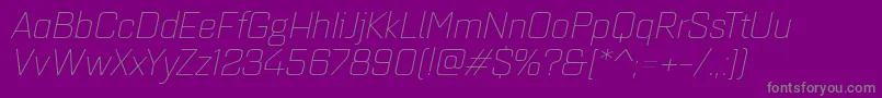 Quarcaextlightitalic-fontti – harmaat kirjasimet violetilla taustalla