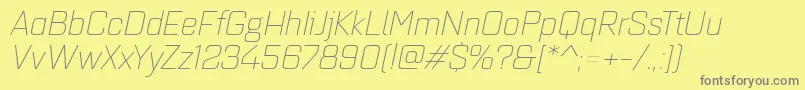 Quarcaextlightitalic Font – Gray Fonts on Yellow Background