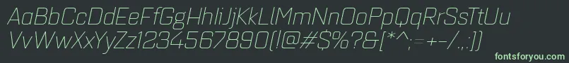 Quarcaextlightitalic Font – Green Fonts on Black Background