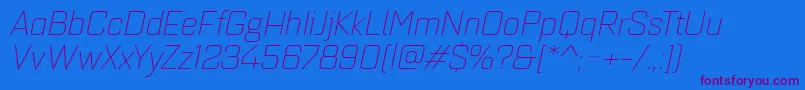 Quarcaextlightitalic Font – Purple Fonts on Blue Background