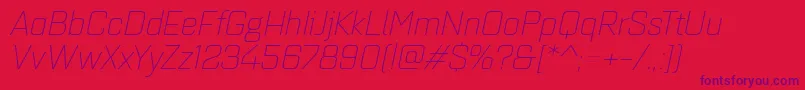 フォントQuarcaextlightitalic – 赤い背景に紫のフォント