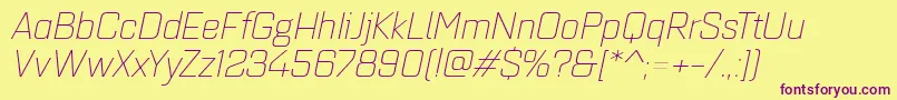 Quarcaextlightitalic Font – Purple Fonts on Yellow Background