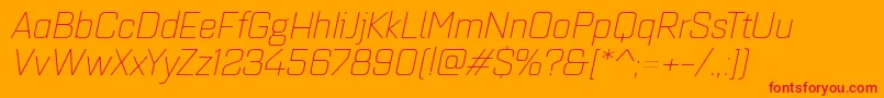 フォントQuarcaextlightitalic – オレンジの背景に赤い文字