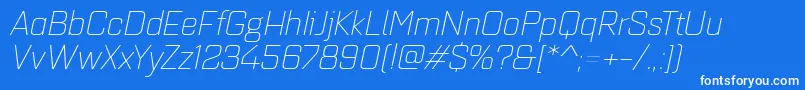 Quarcaextlightitalic Font – White Fonts on Blue Background