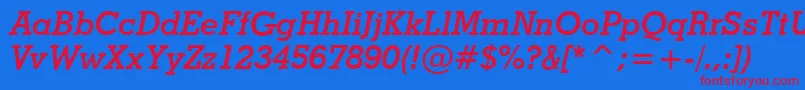 StymieBoldItalicBt Font – Red Fonts on Blue Background