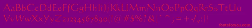 LiciniaAged Font – Red Fonts on Purple Background