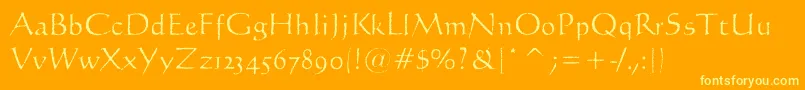 LiciniaAged Font – Yellow Fonts on Orange Background