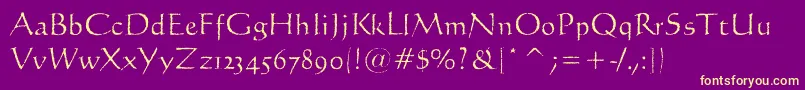 LiciniaAged Font – Yellow Fonts on Purple Background