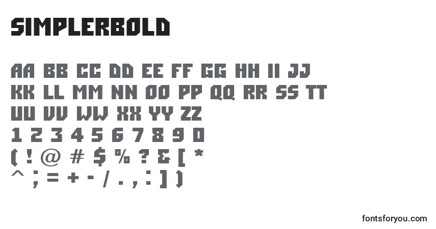 Schriftart SimplerBold – Alphabet, Zahlen, spezielle Symbole