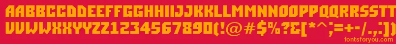 フォントSimplerBold – 赤い背景にオレンジの文字