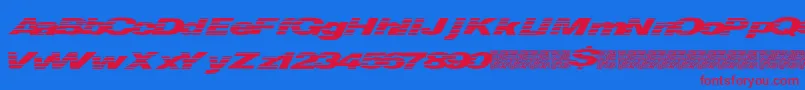フォントQuickmoney – 赤い文字の青い背景
