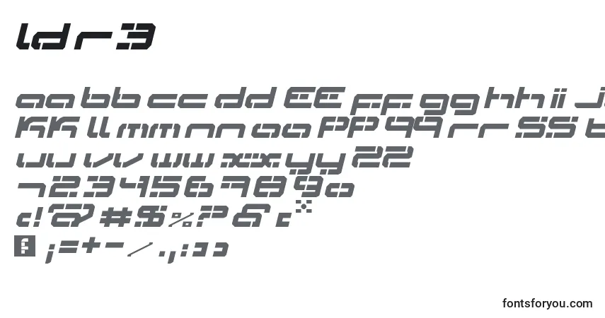 Czcionka Ldr3 – alfabet, cyfry, specjalne znaki