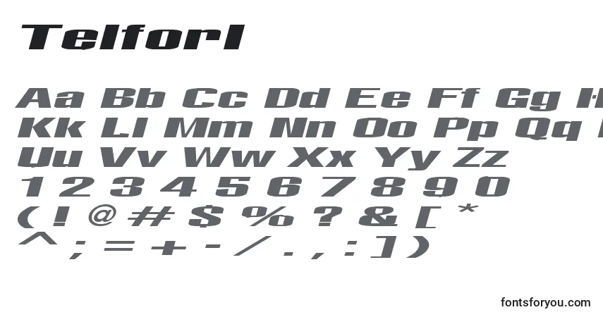 Czcionka TelforI – alfabet, cyfry, specjalne znaki