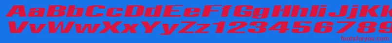 フォントTelforI – 赤い文字の青い背景