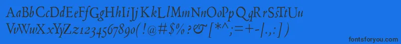 Nearaldus-Schriftart – Schwarze Schriften auf blauem Hintergrund