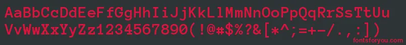 フォントAnonymousProBold – 黒い背景に赤い文字