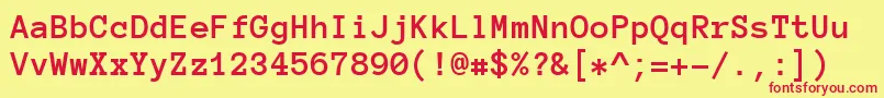 Шрифт AnonymousProBold – красные шрифты на жёлтом фоне