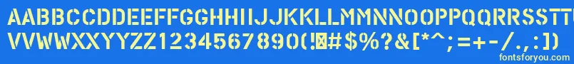 PfstampsproSolid Font – Yellow Fonts on Blue Background