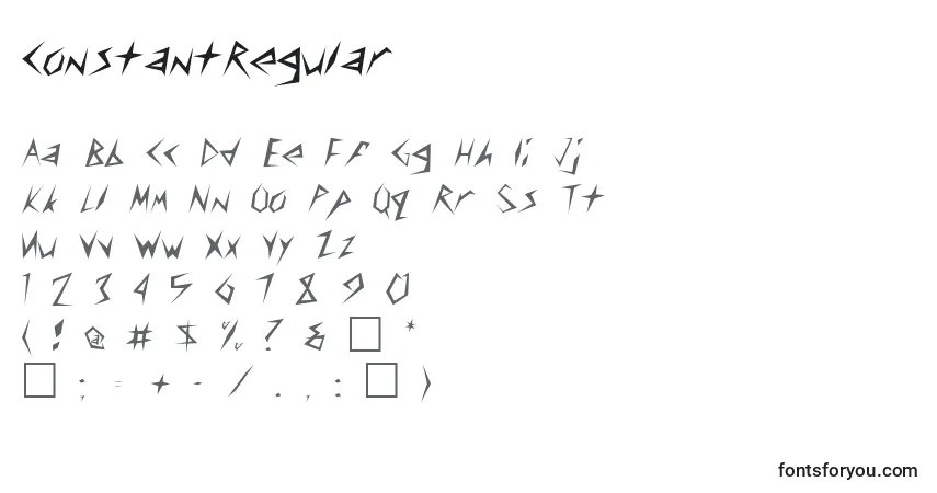 A fonte ConstantRegular – alfabeto, números, caracteres especiais