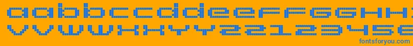 RtScreenloft8Bold-Schriftart – Blaue Schriften auf orangefarbenem Hintergrund