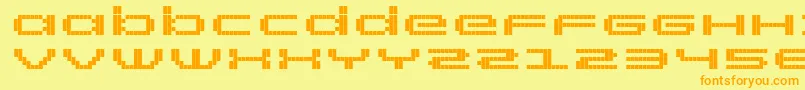 RtScreenloft8Bold-Schriftart – Orangefarbene Schriften auf gelbem Hintergrund