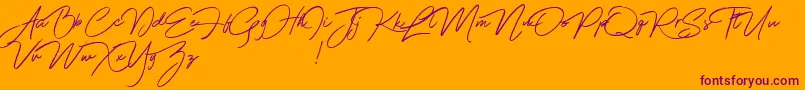 Franciscodemo-Schriftart – Violette Schriften auf orangefarbenem Hintergrund