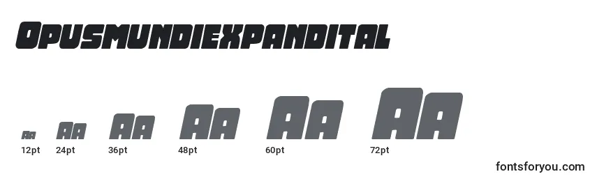 Размеры шрифта Opusmundiexpandital
