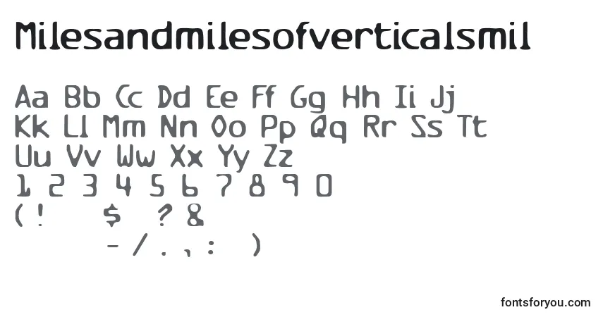 Milesandmilesofverticalsmil-fontti – aakkoset, numerot, erikoismerkit
