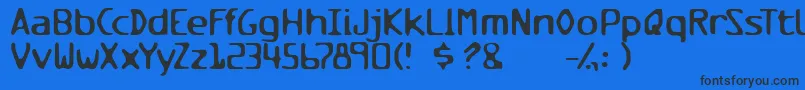 Шрифт Milesandmilesofverticalsmil – чёрные шрифты на синем фоне