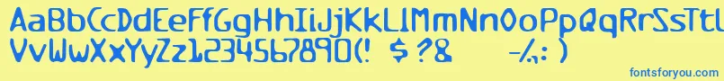 フォントMilesandmilesofverticalsmil – 青い文字が黄色の背景にあります。