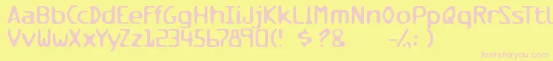 フォントMilesandmilesofverticalsmil – ピンクのフォント、黄色の背景